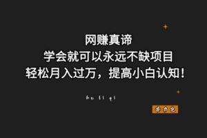 网赚真谛,学会就可以永远不缺项目,轻松月入过万,提高小白认知!-苦力岂-创业笔记